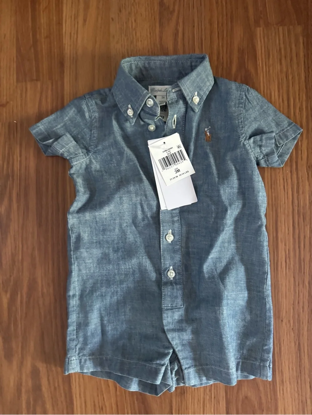 NWT Ralph Lauren Blue baby Boy Romper 3 month